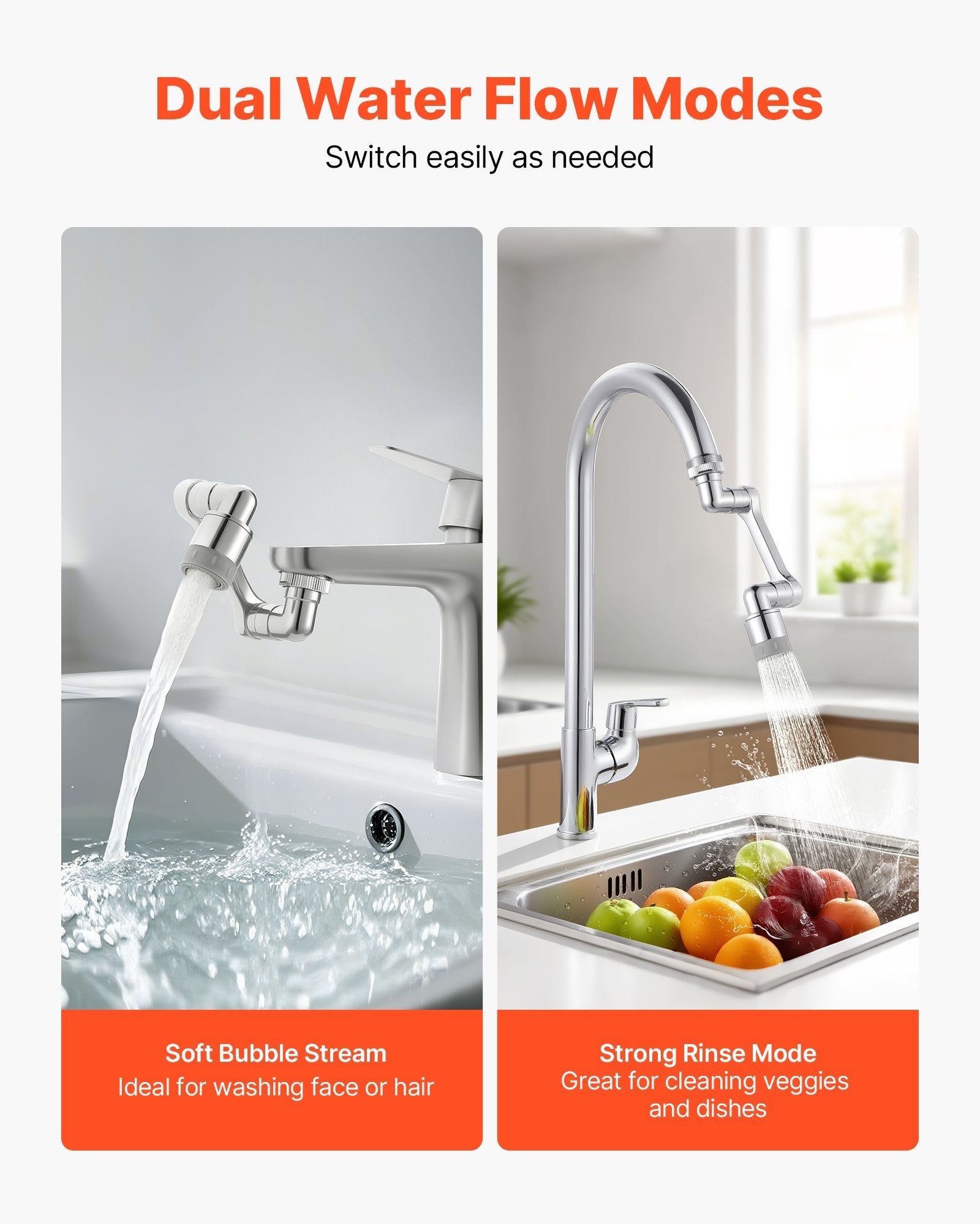 Universal Swivel Extension Faucet Aerator Rotate Robotic Arm Splash Filter