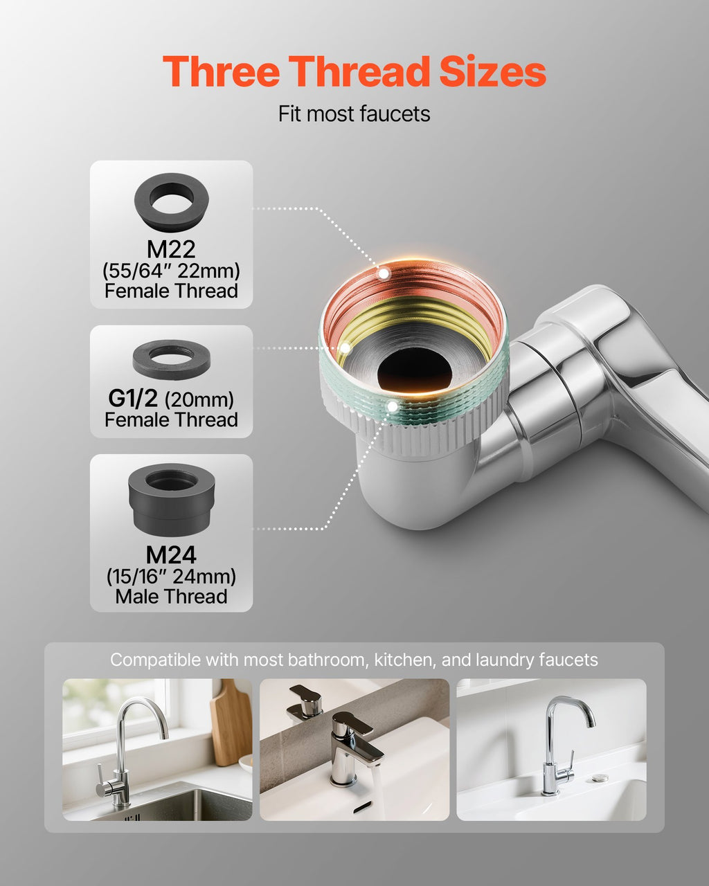 Universal Swivel Extension Faucet Aerator Rotate Robotic Arm Splash Filter