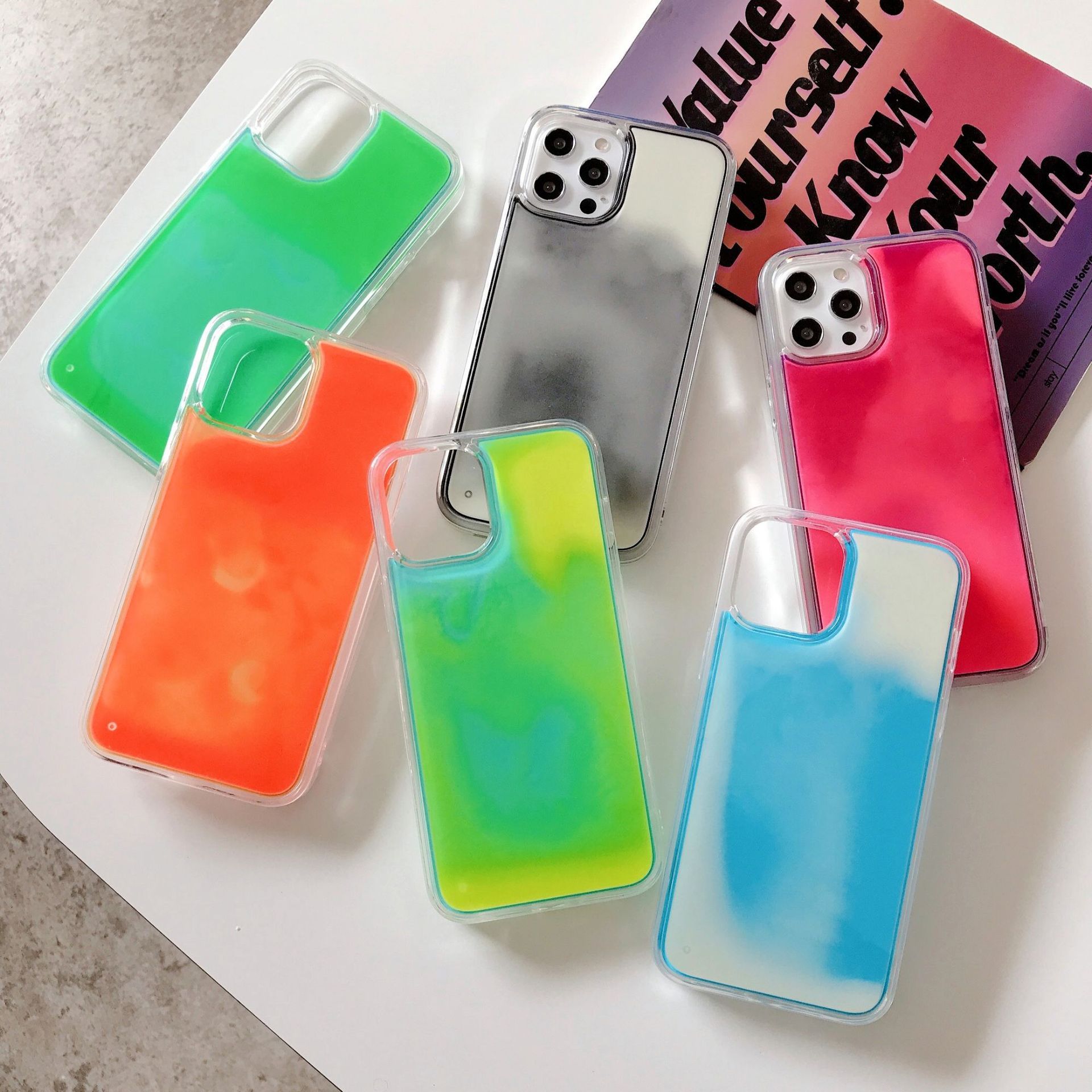 Plastic Luminous Glitter Powder Quicksand Phone Case